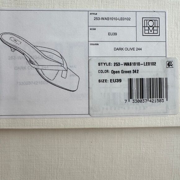 Toteme Lizard Embossed Kitten Heel Flip Flop 39 Olive - Picture 13 of 14